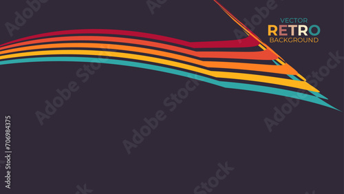 Abstract minimalist retro background with rounded stripe elements. Retro background lines 70s. suit for banner, card, cover, poster, flyer, brochure, website, backdrop, wallpaper. Vector illustration