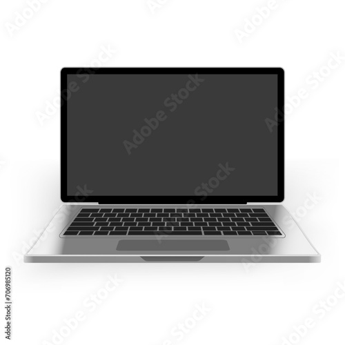 Laptop modern frameless with blank screen isolated on transparent background super high detailed photorealistic. Isometric 3D style template.For web and mobile app clipart art.
