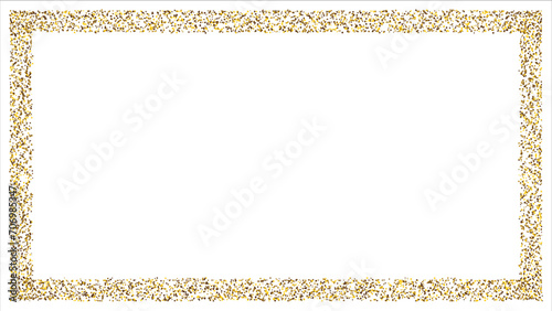 Rectangle gold glitter frame isolated on transparent background. Golden border best for card, poster, banner, header. Vector Illustration