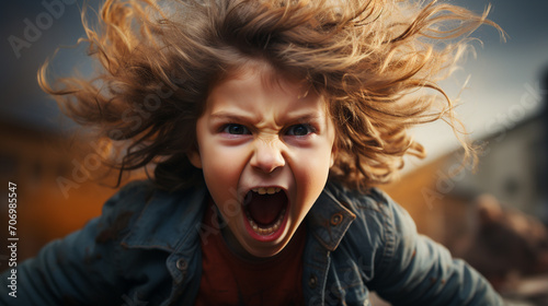 Anger, angry child shouting,  Emotional Outburst photo