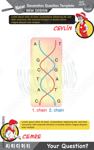 University and high school exam question form, Mathematics, physics, geometry, biology, eps, Next generation problems, two sister, speech bubble, template, experiment