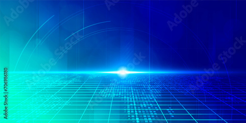 Digital technology banner blue green background concept, cyber technology light effect, abstract tech, innovation future data, internet network, Ai big data, lines dots connection, illustration vector