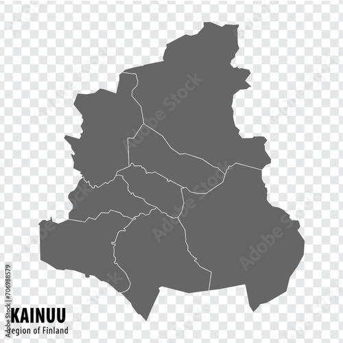 Blank map Kainuu Region  of  Finland. High quality map Kainuu on transparent background for your web site design, logo, app, UI.  Finland.  EPS10.