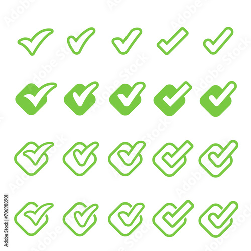 Check Mark, Valid, Yes, Confirmation, Okey, Positive checked, confirm, Acceptance in checklist, icon set