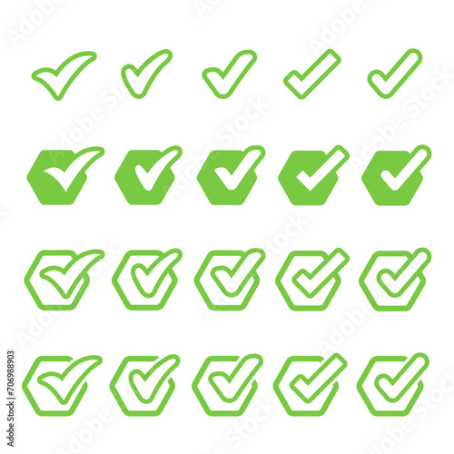 Check Mark, Valid, Yes, Confirmation, Okey, Positive checked, confirm, Acceptance in checklist, icon set