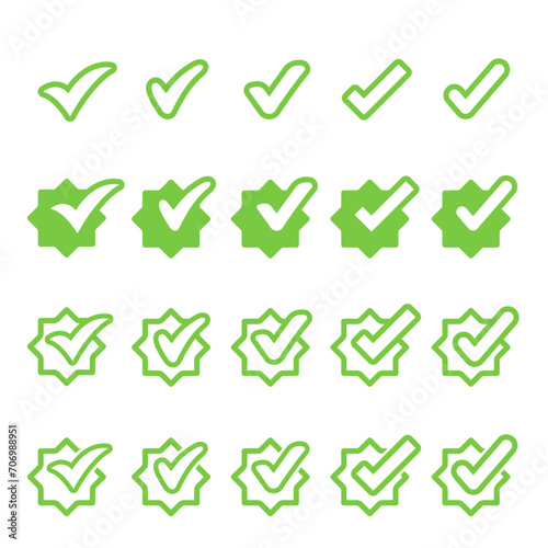 Check Mark, Valid, Yes, Confirmation, Okey, Positive checked, confirm, Acceptance in checklist, icon set