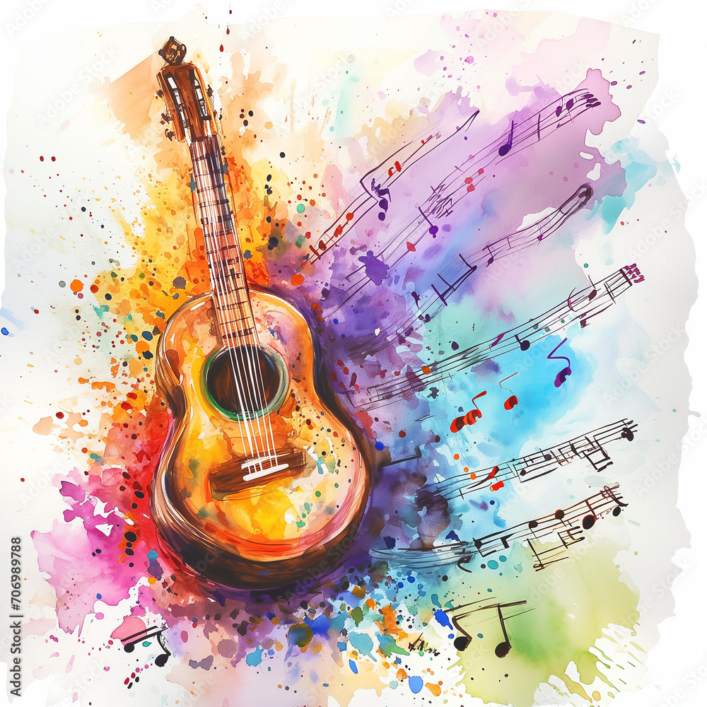 A melodic world depicted in watercolor, presenting a conceptual background that resonates with the vibrant and harmonious essence of the music.