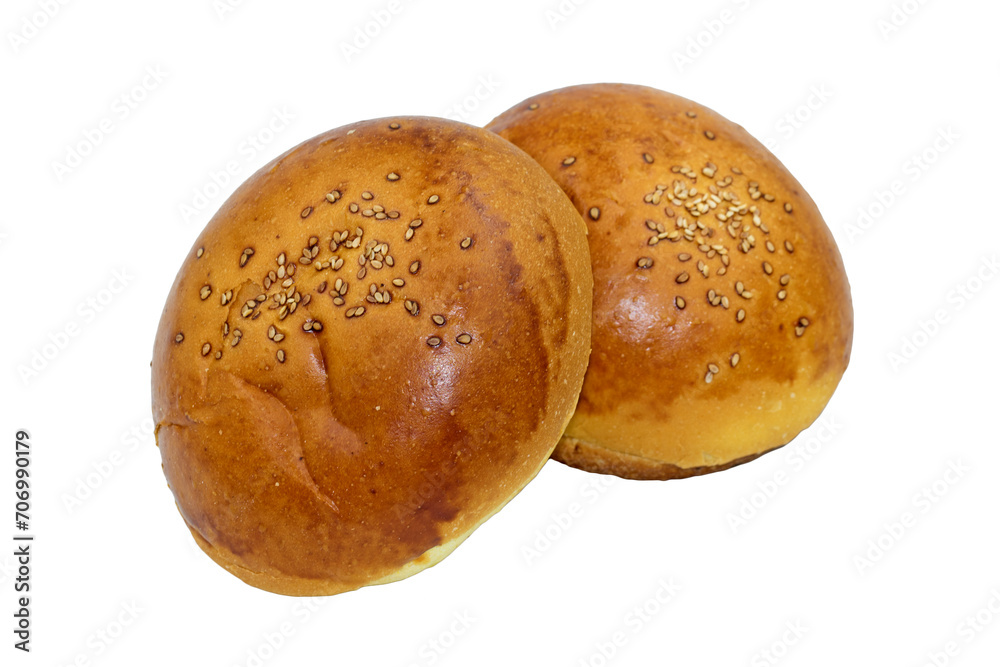 Two burger brioche buns classic with sesame seeds Two burger brioche buns classic with sesame seeds