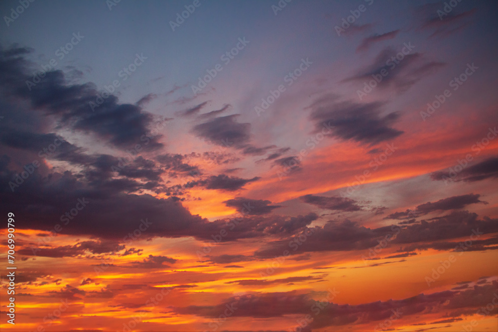 Beautiful colorful sunset with cloudy or sunset. Landscape wallpaper. Bright epic sky. Copy space