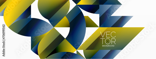 Abstract masterpiece formed by delicate interplay of circles, squares, and triangles. Geometric elements converge in harmonious chaos, evoking sense of modern creativity. Symphony of shapes
