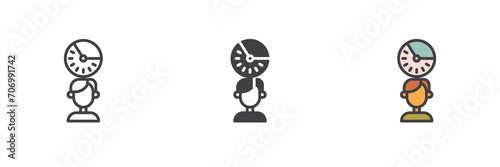 Person and clock different style icon set