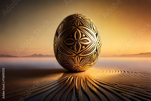 beautiful egg shape with yellow background photo