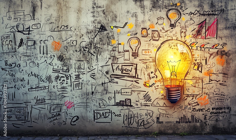 light bulb on wall with idea light bulb on wall with idea