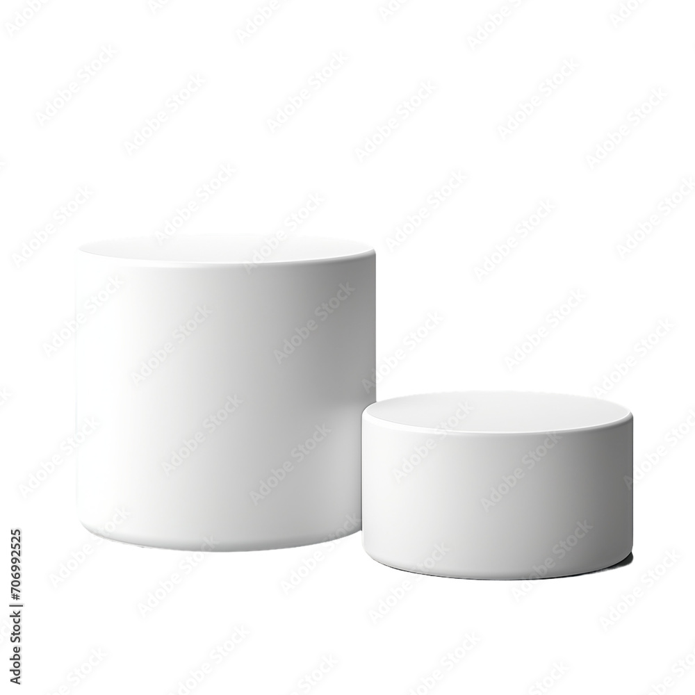 Cosmetics bottles, cream, isolated on white background, white cosmetic container