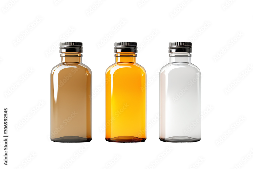 Medical bottles isolated on a white background, two bottles of medicine