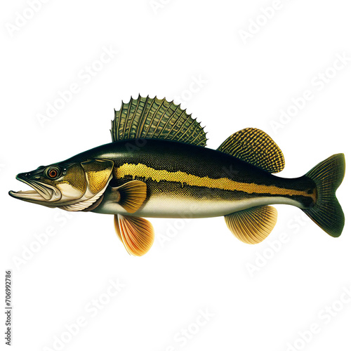 Vintage biology illustration of a walleye (Sander vitreus) photo