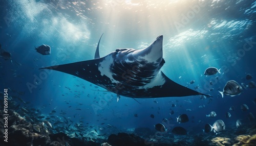 Majestic Manta Ray Gliding Through the Ocean Waters