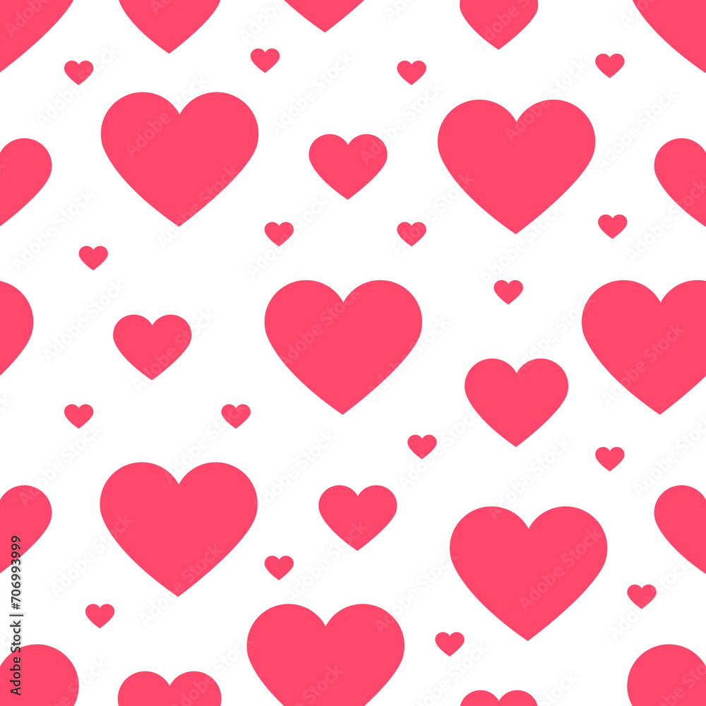  Seamless pattern with pink hearts. Great for Valentine's Day, Weddings, Mother's Day - textiles, banners, wallpapers, backgrounds.