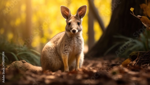 Wallaby in Forest, A Stunning Image of a Marsupial in Natural Habitat
