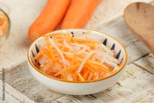 Dou Chua or pickled carrot and daikon radish,asian side dish photo