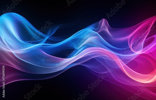 Glowing multicolored bright waves. Advertising technological background for screensavers on your phone or computer screen.