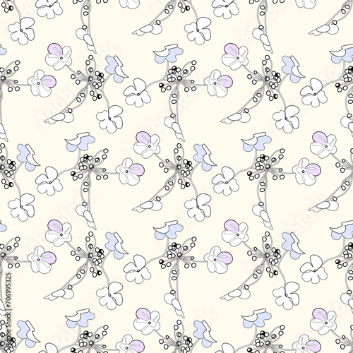 Seamless floral pattern, on a light background for fabric design, wallpaper, home textile, wrapping paper.