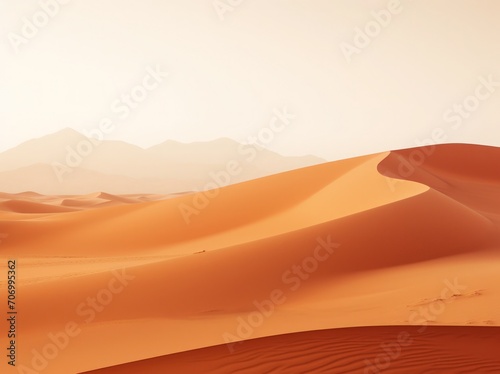 Desert landscape. Yellow desert sands. Figured dunes with a wavy pattern. Natural background for presentations  tourism  advertising.