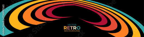 Abstract minimalist retro background with rounded stripe elements. Retro background lines 70s. suit for banner, card, cover, poster, flyer, brochure, website, backdrop, wallpaper. Vector illustration.