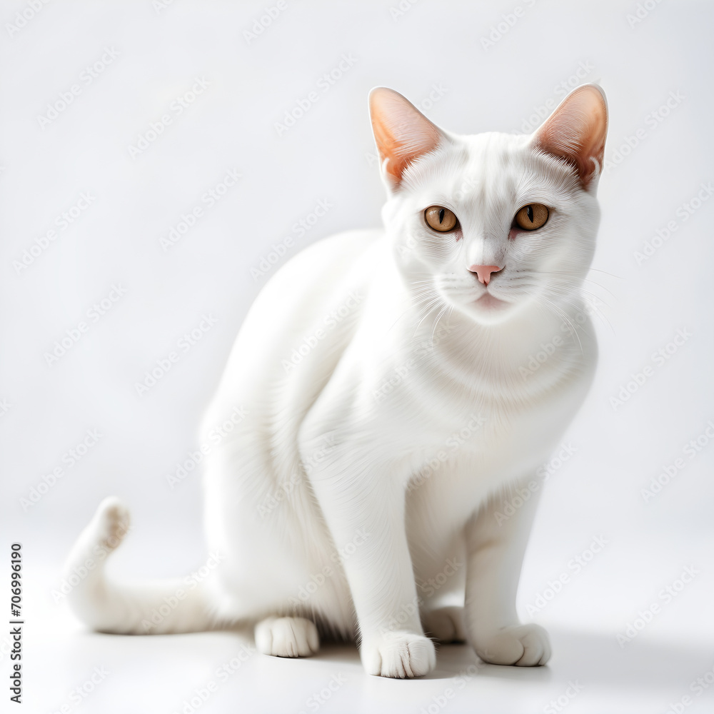 Khao Manee cat isolated on white background. ai generative