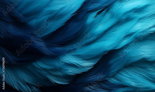 Blue feathers background. Close-up of blue feathers texture background.