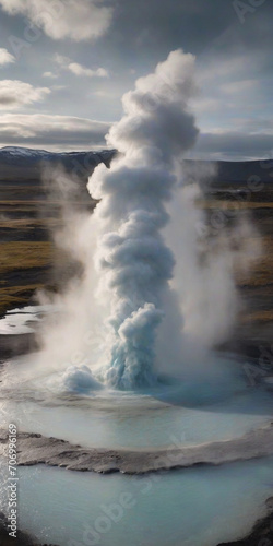 geysers erupting and hot springs steaming in the otherworldly landscapes of Iceland. ai generative
