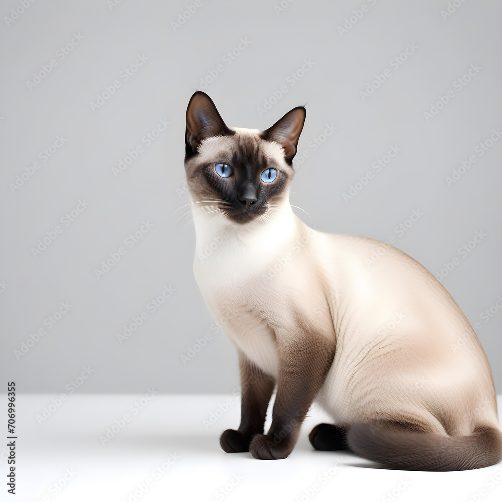 Siamese cat isolated on white background. ai generative