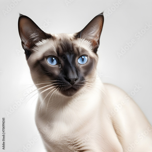 Siamese cat isolated on white background. ai generative © Big