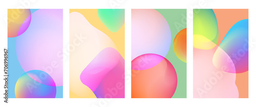 Trendy cover set with vivid gradient shapes. Beautiful modern fluid multicolor poster