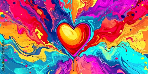 Abstract pop art romance for valentine, colorful backdrop, generative AI