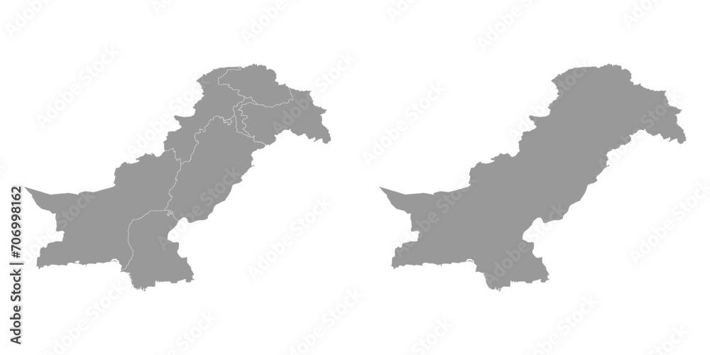 Map of Pakistan with regions and disputed territories. Vector illustration.