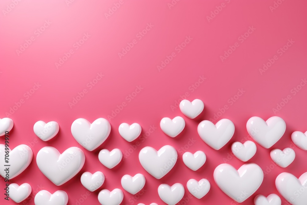 heart shapes an empty board on pink background