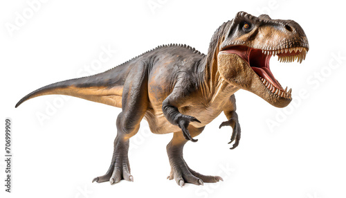 tyrannosaurus rex dinosaur isolated on white background, cutout photo