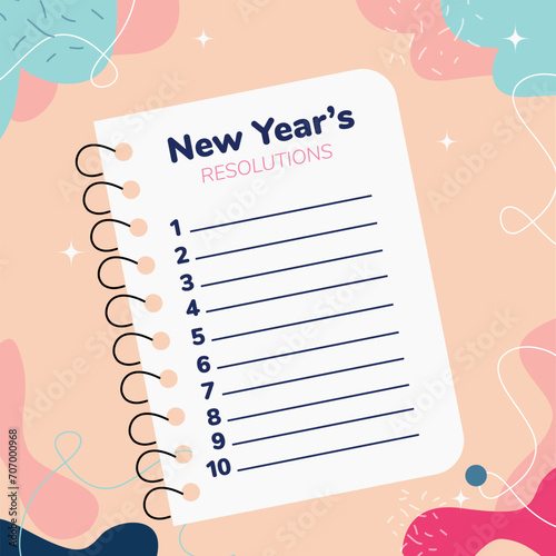 new year's resolutions notebook illustration	