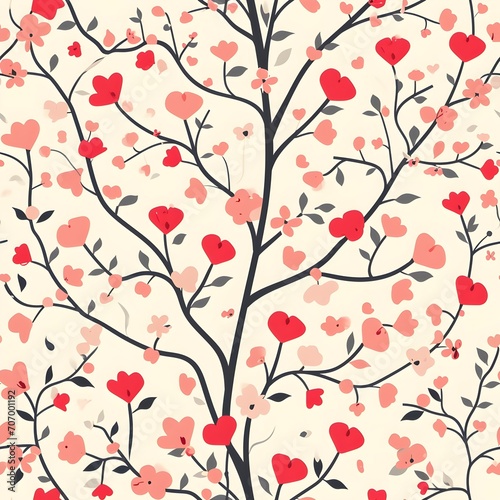 seamless floral pattern with hearts  valentines background  floral pattern  with Valentine day  texture background