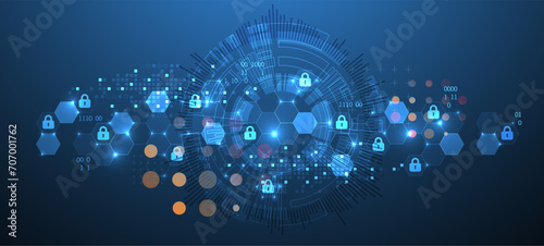 Secure digital background. Virtual confidential, programming protection. Hand drawn vector.