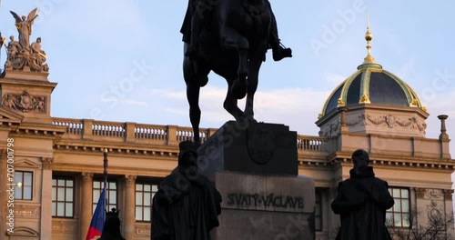 Statue of Saint Wenceslas in Wenceslas Square Prague, Czech Republic photo