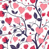 floral pattern with hearts floral pattern, with Valentine day, texture background