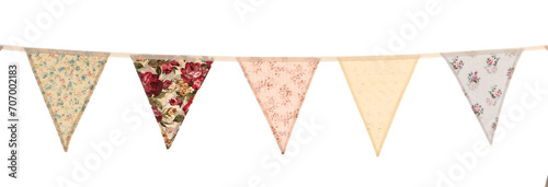 Fotografía Vintage style shabby chic floral wedding bunting isolated on a white background