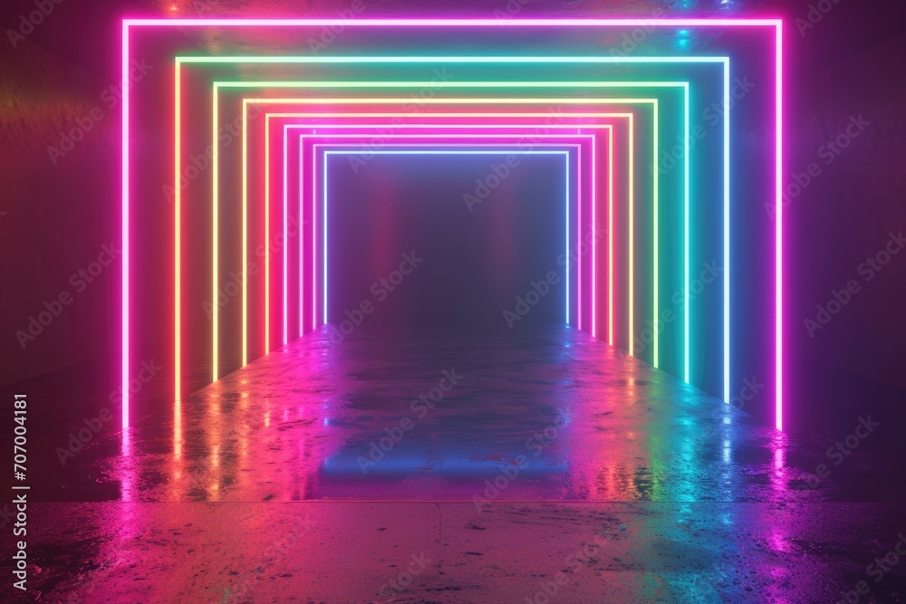 Laser Neon Glow: Abstract Spectrum Lights in 3D Render