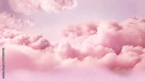 Cotton candy dreams, pink clouds in the sky creating a soft fantasy background