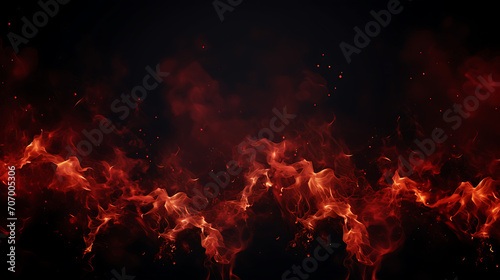 Hellfire glow, bonfire background with flying red sparkles and smoke