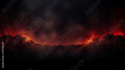 Hellfire glow, bonfire background with flying red sparkles and smoke