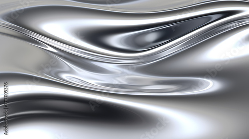 Liquid Silver Elegance, Glossy Metal Fluid Chrome Mirror Water Effect