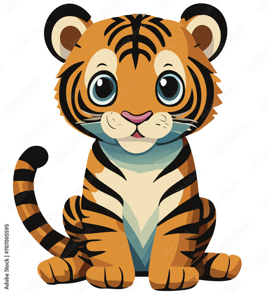Adorable baby tiger cartoon character - AI GENERATED